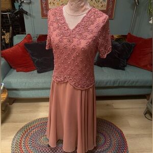 Vintage Joseph LeBon Beaded Pink Dress 6P